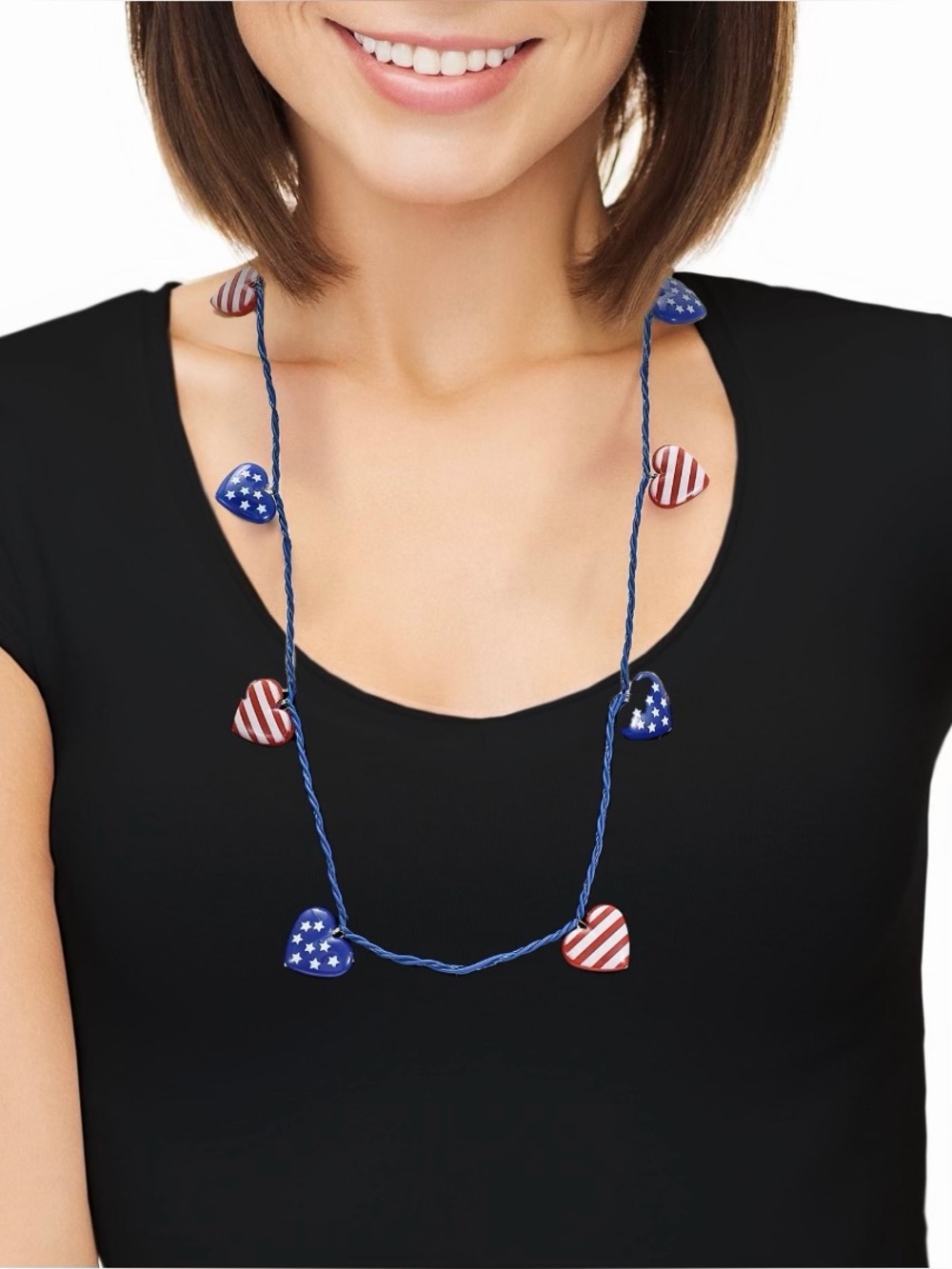 Patriotic Heart Light Up Necklace